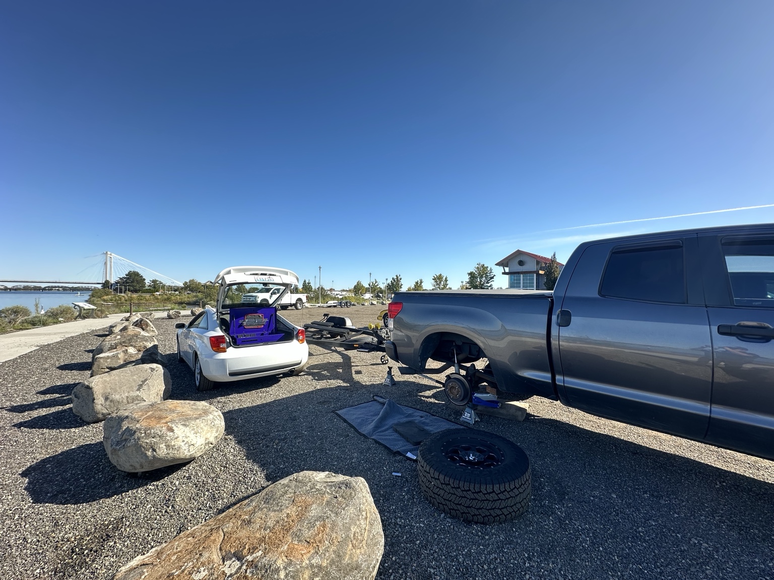 On-site brake work beside the Columbia River in the Tri-Cities